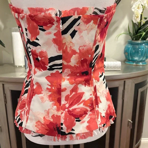 White House Floral Strapless Top - Picture 5 of 8
